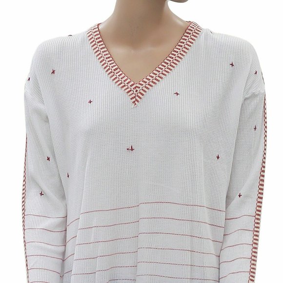 Anthropologie Embroidered Peplum Ivory Blouse Top Cotton Lace Gauze S - Picture 4 of 4